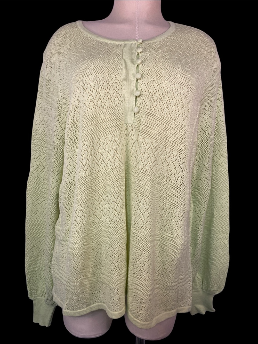 Ryegrass Light Green Open Knit Pullover Women's Sweater Size 1X